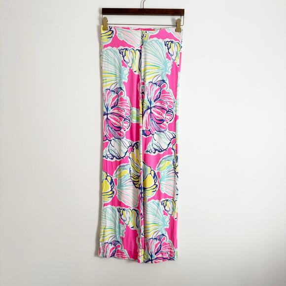 LILLY PULITZER Georgia May Palazzo Flare Pants Royal Pink Swept by The Tides XS - Picture 3 of 10